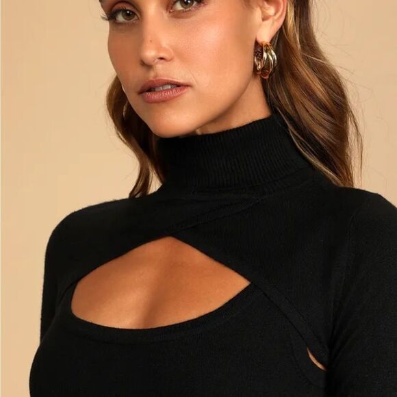 NWT Lulu’s double the Vibes Black turtleneck 2 piece sweater top size XS - Picture 5 of 6